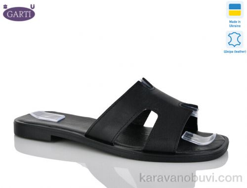 Шльопанці GARTI 64 чорна шкіра