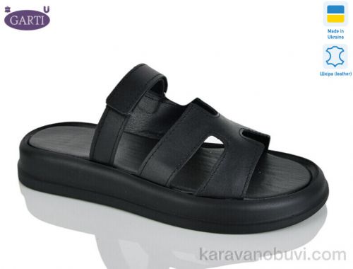 Шльопанці GARTI 6191 чорна шкіра